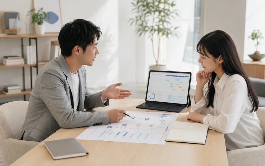 面談でロードマップを一緒に設計しているイメージ